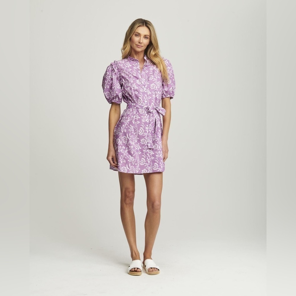 Sundays Grace dress belted puffer sleeves  floral size: M